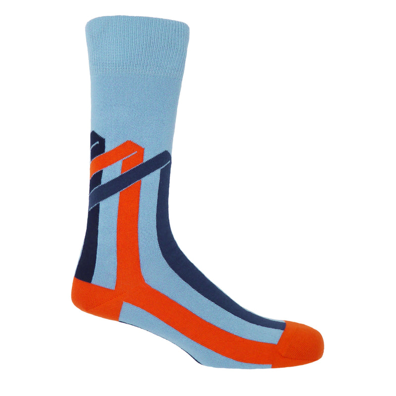 Ribbon Stripe Sky Luxury Men's Socks