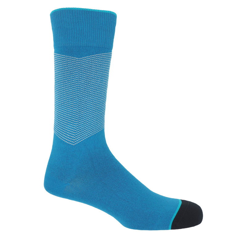 Sapphire blue Chevron men's luxury cotton socks by Peper Harow