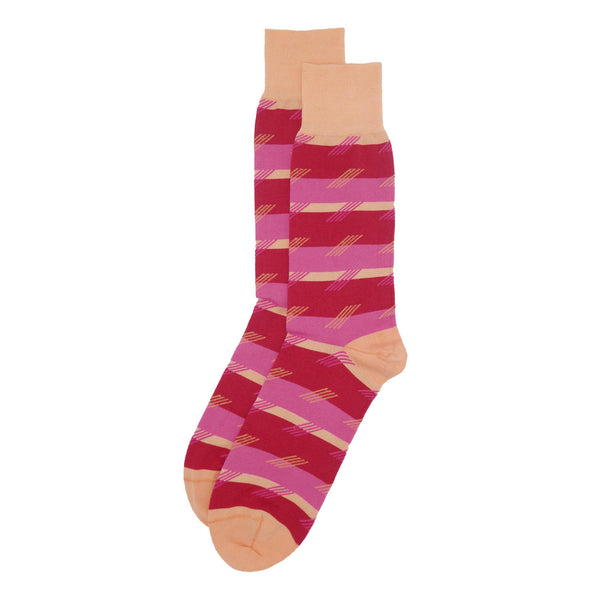 Diagonal Stripe Men's Socks - Rose