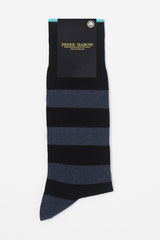 Black equilibrium men's luxury socks by Peper Harow in packaging