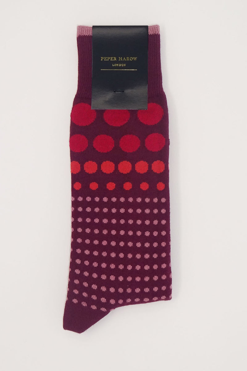 Burgundy Grad Polka Luxury Men's Socks
