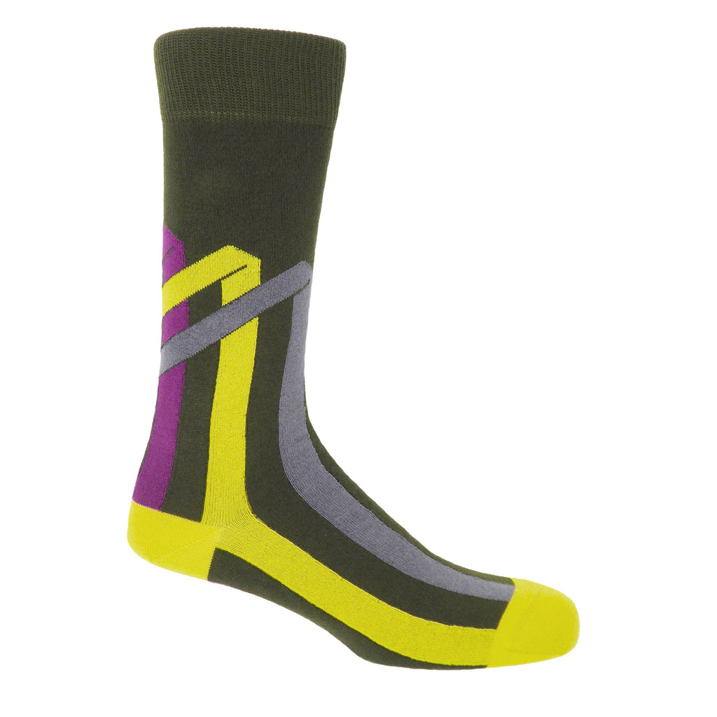 Ribbon Stripe Socks Pine