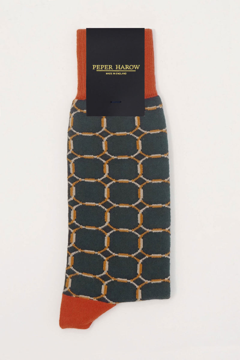 Grey Linked Men's Luxury Socks Top Down