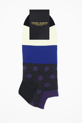 Peper Harow mayfair purple men's egyptian cotton trainer socks in packaging