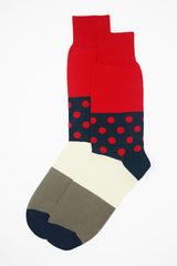 Peper Harow scarlet Mayfair men's egyptian cotton luxury socks woth red polka dots