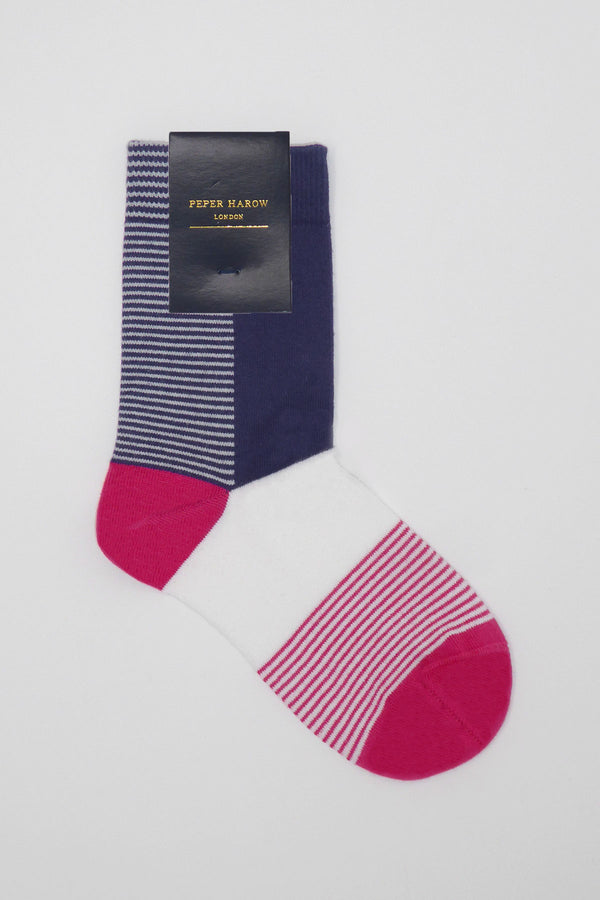 Anne navy women's luxury socks