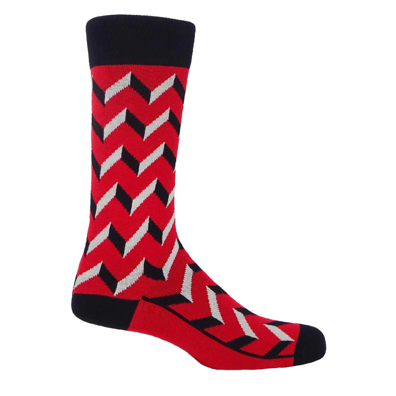 Optical Men's Socks - Scarlet