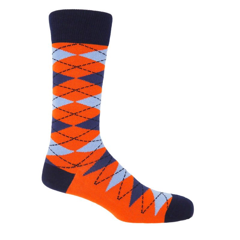 Orange Argyle Men's Luxury Socks