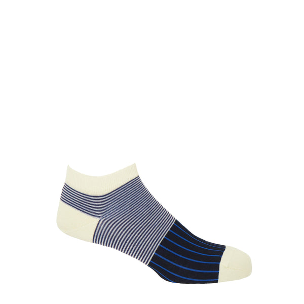 Oxford Stripe Men's Trainer Socks Bundle - Black & Scarlet