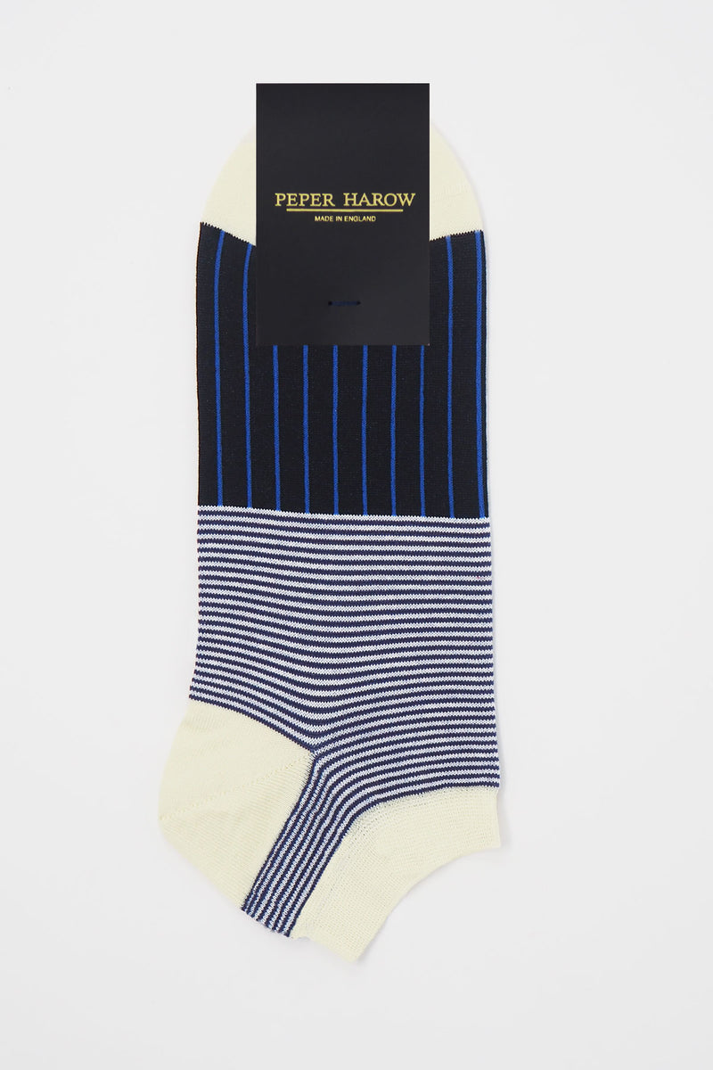 Oxford Stripe Men's Trainer Socks Bundle - Black & Scarlet