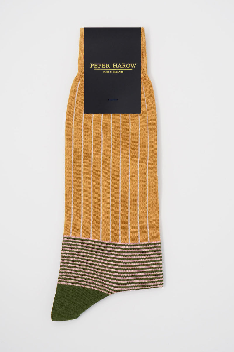 Oxford Stripe Men's Socks - Mustard