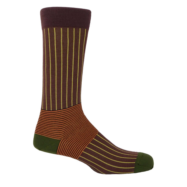 Oxford Stripe Men's Socks - Brown