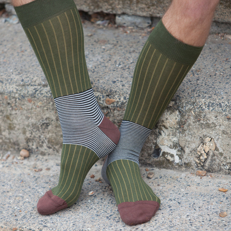 Oxford Stripe Men's Socks - Sage