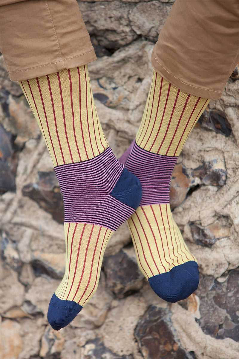 Oxford Stripe Men's Socks - Yellow