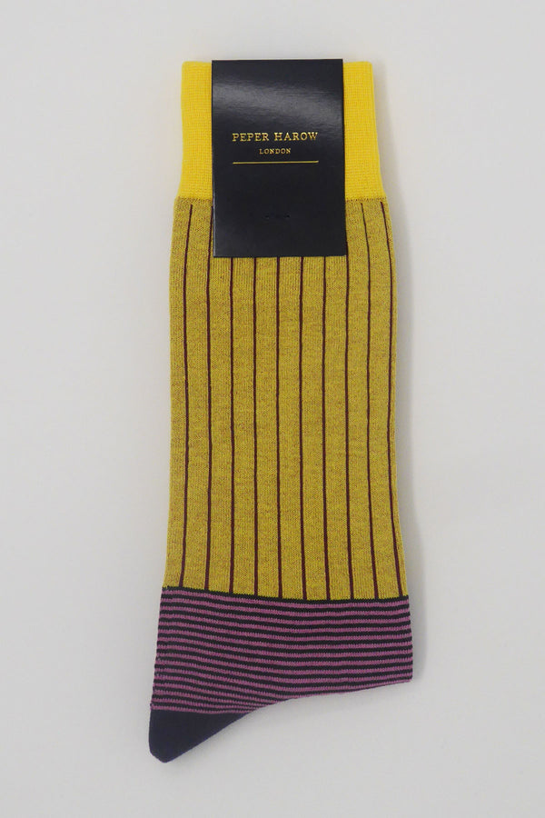 Oxford Stripe Men's Socks - Yellow