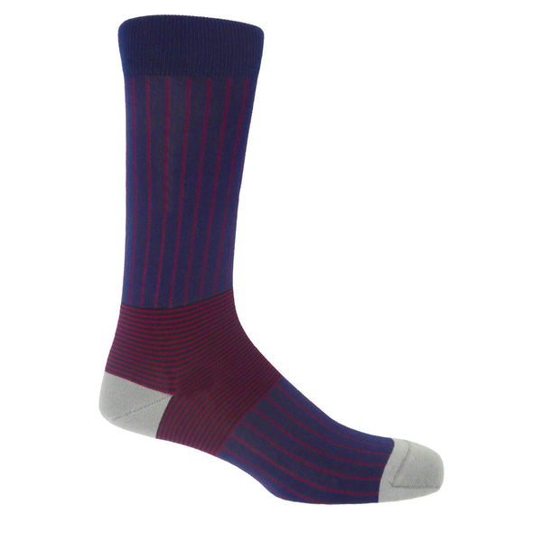 Oxford Stripe Men's Socks - Navy