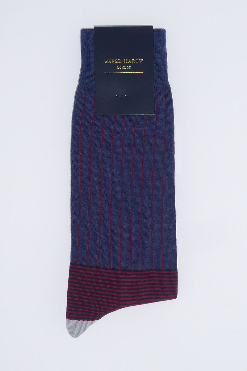 Oxford Stripe Men's Socks - Navy