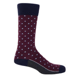 Pin Polka Blue Men's Socks - Burgundy 