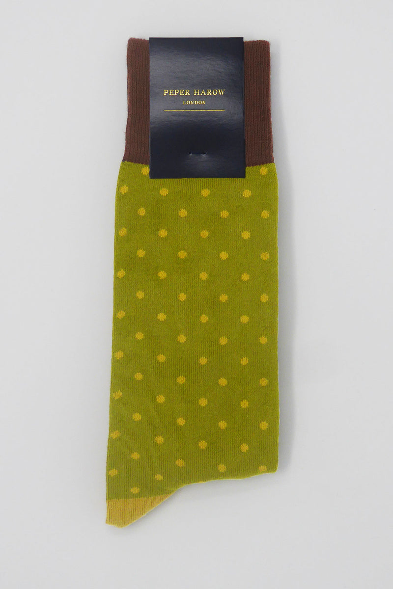 Olive Pin Polka Luxury Men's Socks