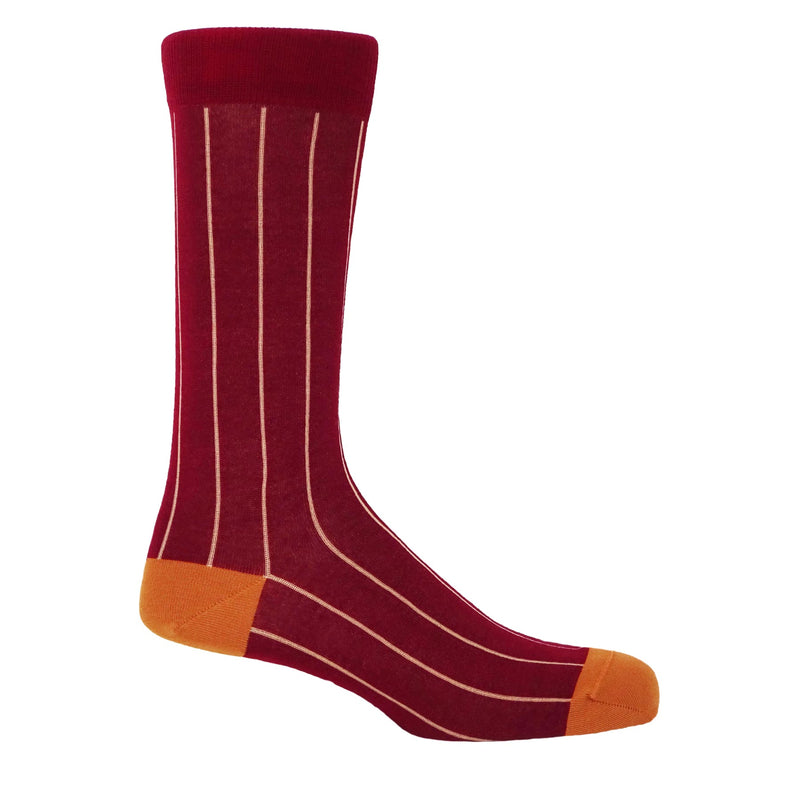 Pin Stripe Men's Socks - Crimson