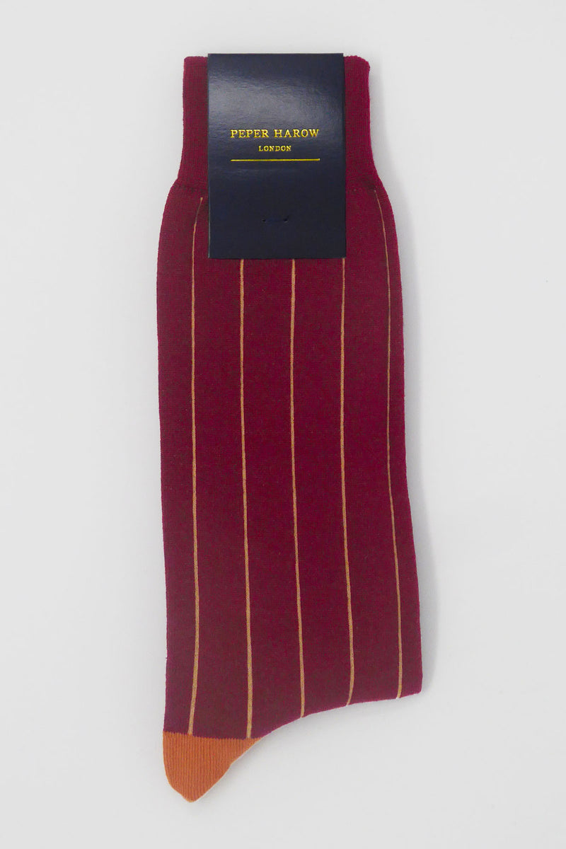 Pin Stripe Crimson Luxury Men's Socks