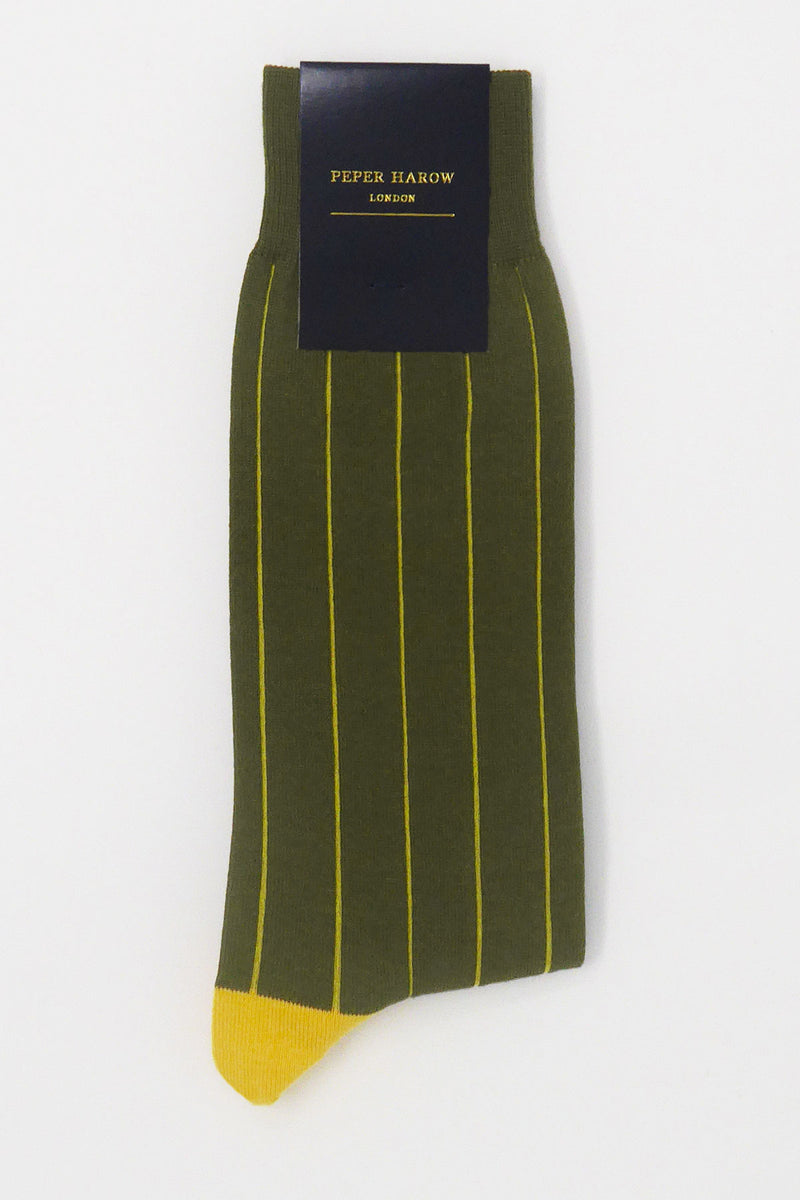 Pin Stripe green luxury men's socks