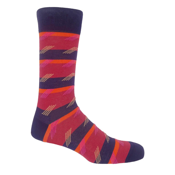 Diagonal Stripe Men's Socks - Crimson