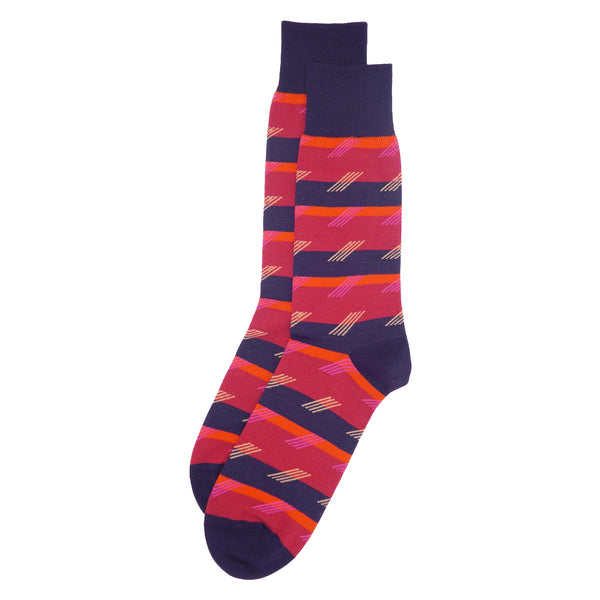 Diagonal Stripe Men's Socks - Crimson