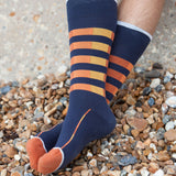 Quad Stripe Men's Socks - Navy