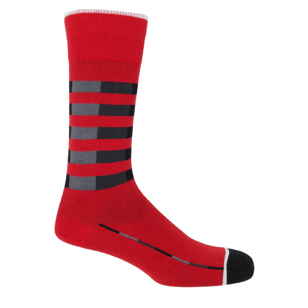 Quad Stripe Men's Socks - Red