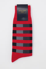 Poppy Quad Stripe Luxury Men's Socks