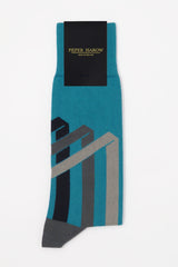 Ribbon Stripe Men's Socks - Peacock
