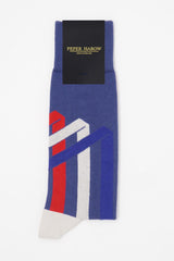 Ribbon Stripe Men's Socks - Royal Blue