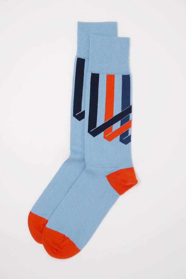 Ribbon Stripe Men's Socks - Sky