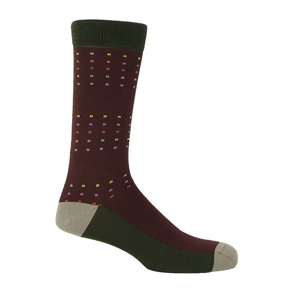 Square Polka Brown & Green Personalised Socks