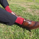 Burgundy Square Polka Luxury Men's Socks