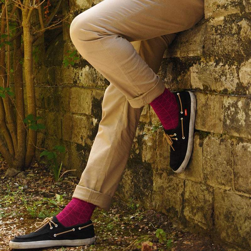 Burgundy Tritile Luxury Men's Socks