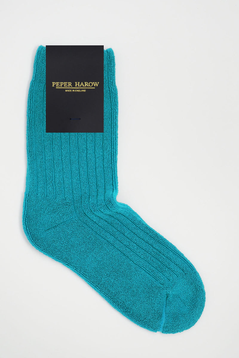 Ribbed Men's Bed Socks - Aqua