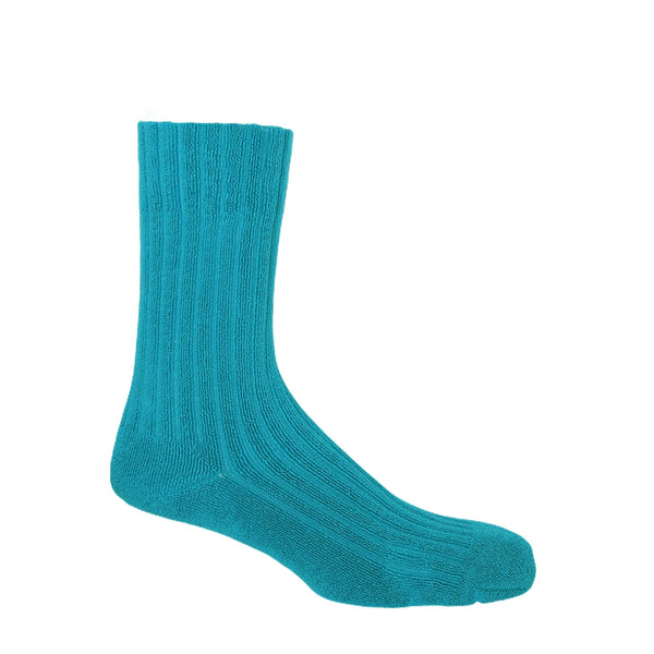 Ribbed Men's Bed Socks - Aqua