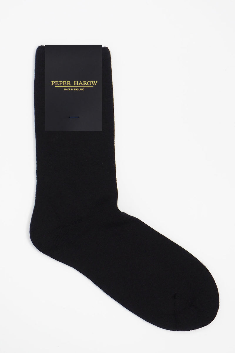 Peper Harow women's black Plain luxury bed socks in packaging