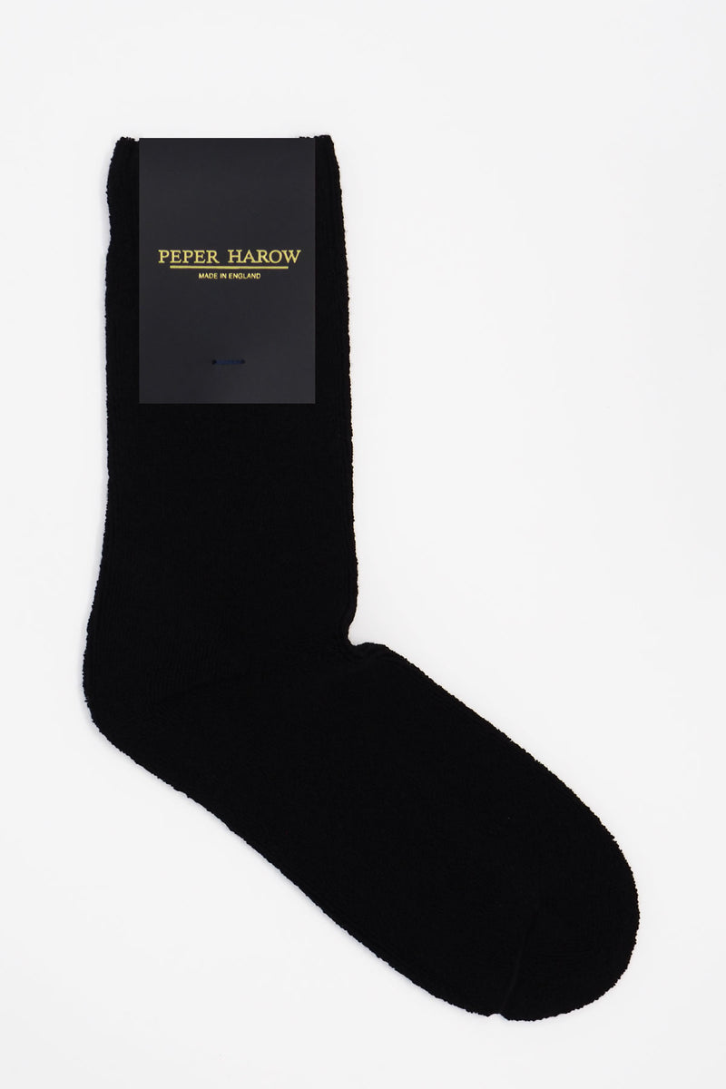 Ribbed Cuff Women's Bed Socks - Black