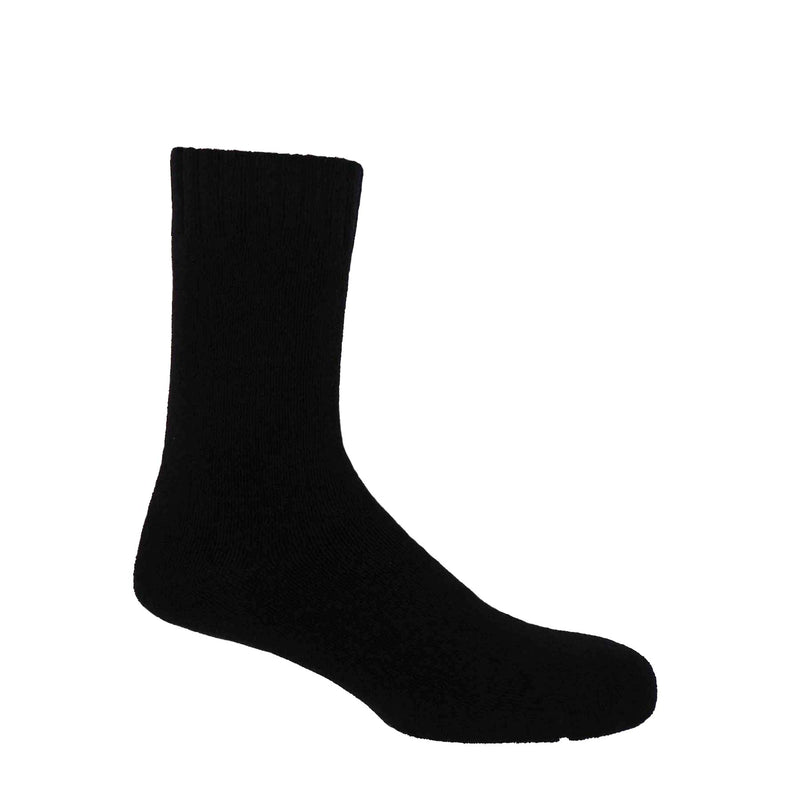 Ribbed Cuff Men's Bed Socks - Black