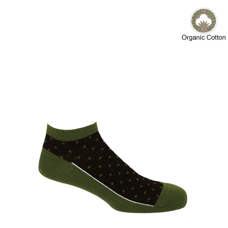 Peper Harow khaki Polka men's luxury organic cotton trainer socks