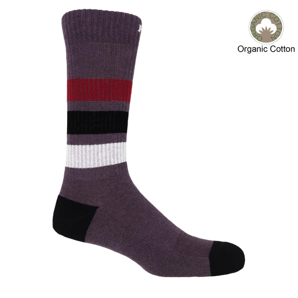 Striped Organic Men's Sport Socks Bundle - Mauve & White