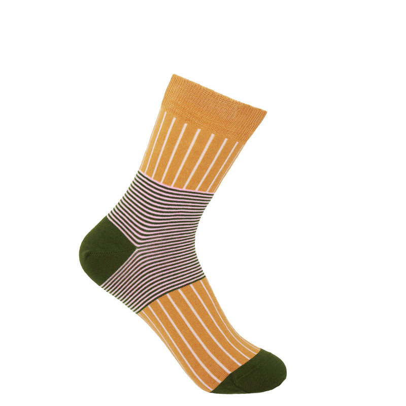 Peper Harow mustard Oxford Stripe women's luxury socks