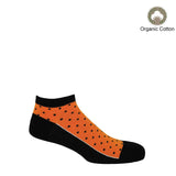 Orange Polka trainer men's organic cotton luxury trainer socks