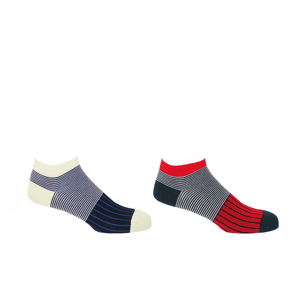 Oxford Stripe Trainer Socks Bundle & Scarlet