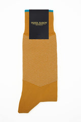 Peper Harow amber Chevron men's luxury socks in packaging