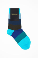 Peper Harow aqua Block Stripe women's luxury socks rider