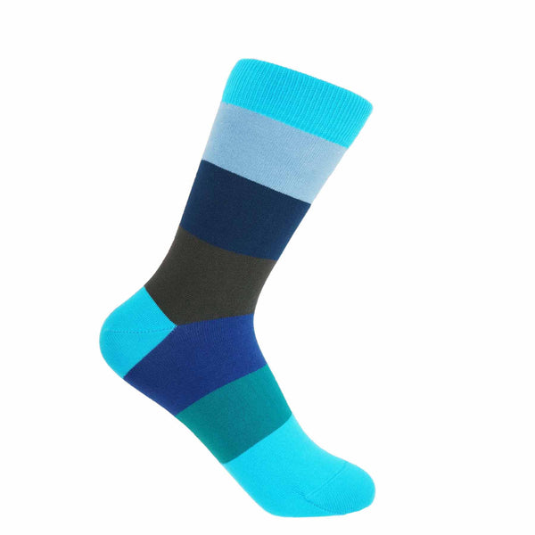 Peper Harow aqua Block Stripe women's luxury socks